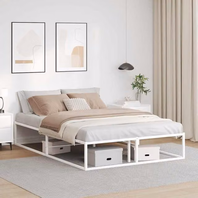 Berkfield Home White Metal Bed Frame W: 140 cm, L: 200 cm