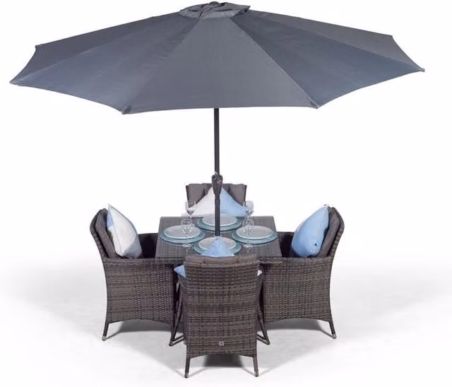 Giardino Modern Grey Rattan and Metal Patio Dining Set