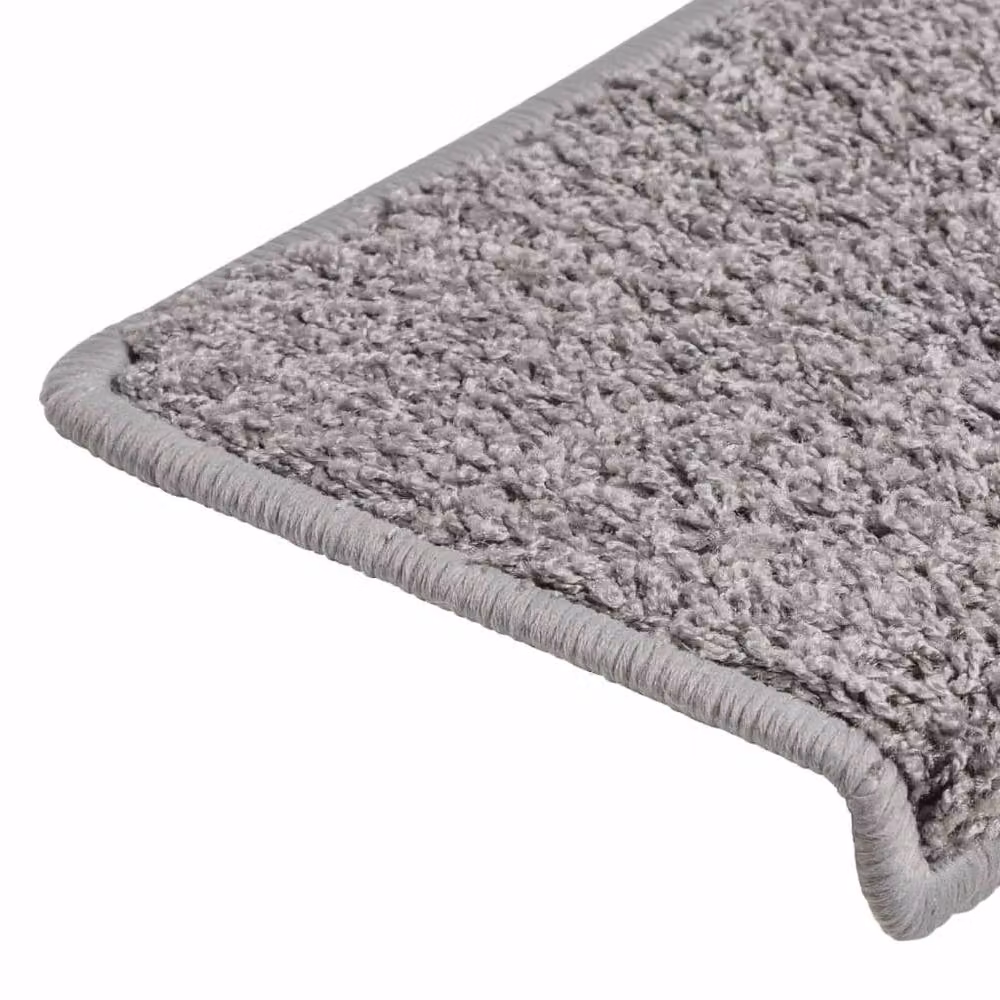 Berkfield Home Self-Adhesive Carpet Stair Treads, 15 Pieces, Grey, W: 65 cm, D: 21 cm, H: 4 cm – 4
