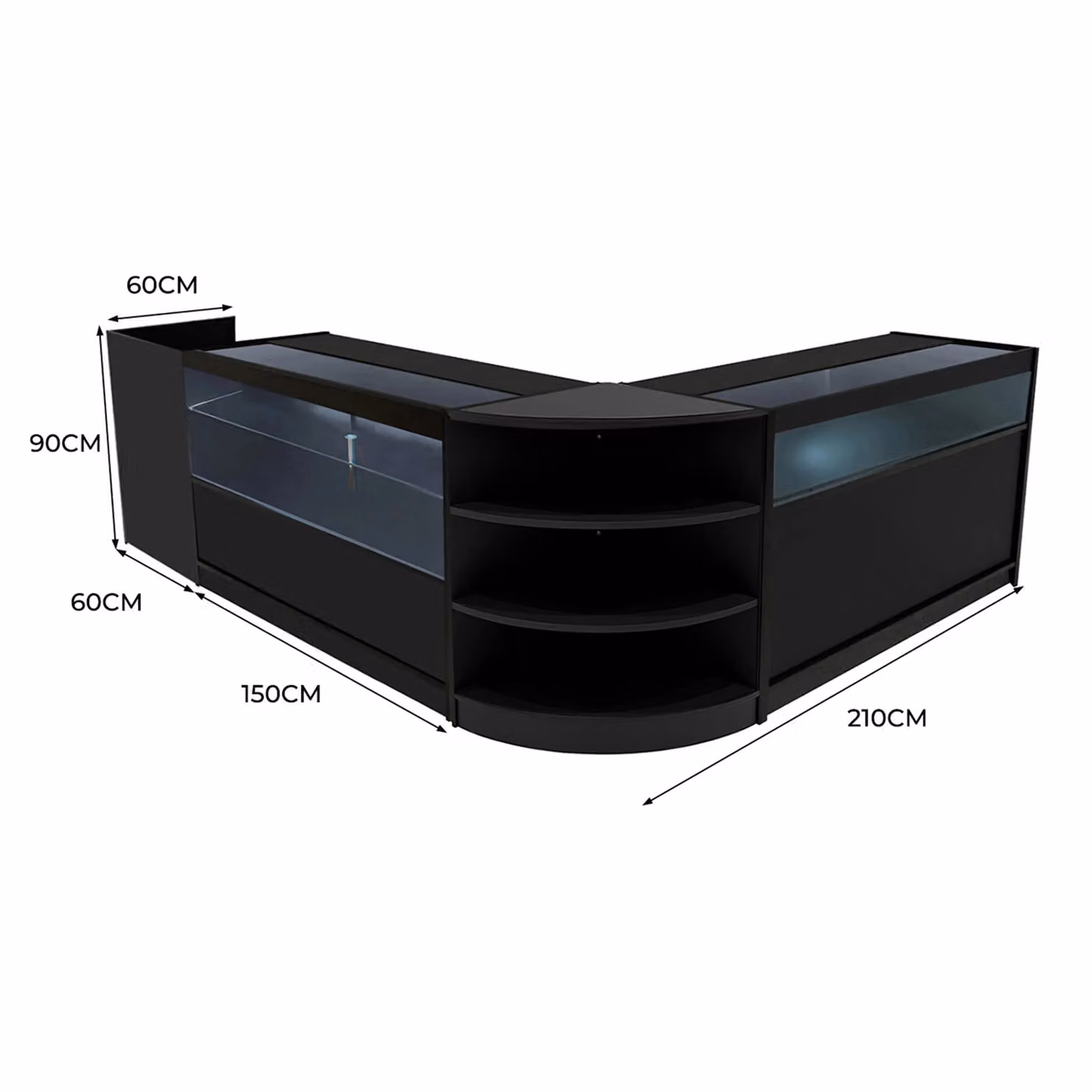 Monstershop Europa LED Shop Counter Set B1500, C1500, TB60 & LM60 in Matt Black – 2