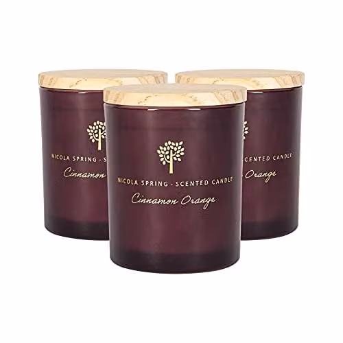 Nicola Spring Cinnamon and Orange Scented Soy Wax Candle Gift Set, 3 x 130g – 1
