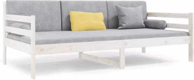 Berkfield Home Rustic White Solid Wood Pine Day Bed W/D/H: 80 x 200 cm