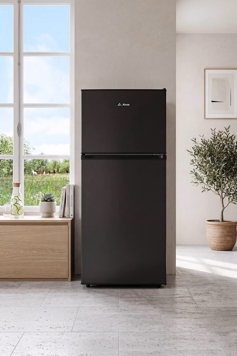 Living and Home 180L Double Door Fridge Freezer with 45L Separate Top Freezer in Black – 2