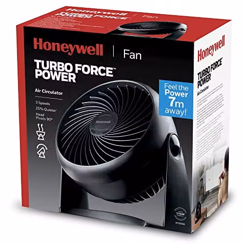 Honeywell TurboForce HT900E Black Table and Wall Mountable Fan with 3 Speed Settings and Oscillation – 8