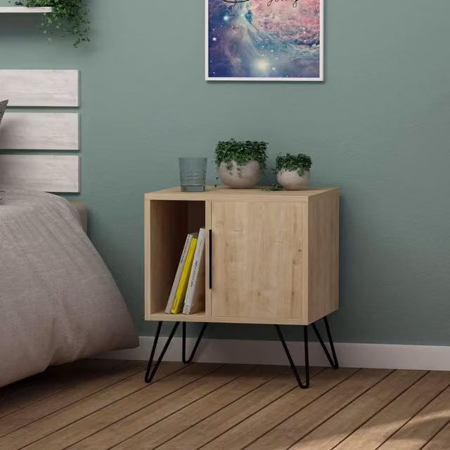 Decortie Glynn Modern Bedside Table Nightstand in Oak Brown and Sand – 2