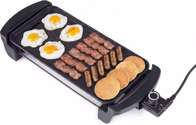 Costway 1600W Electric Griddle with Nonstick Flat Top Cooking Surface in Black