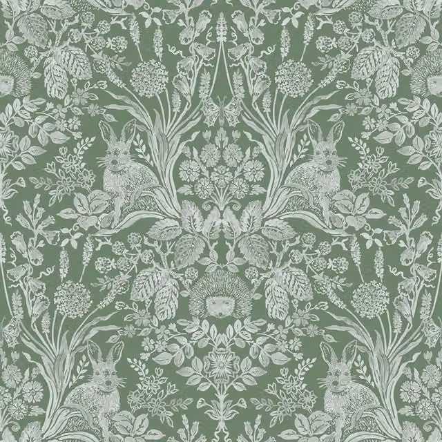 Holden Dcor Harlen Woodland Damask Wallpaper, Green, W: 53 cm, L: 10 m