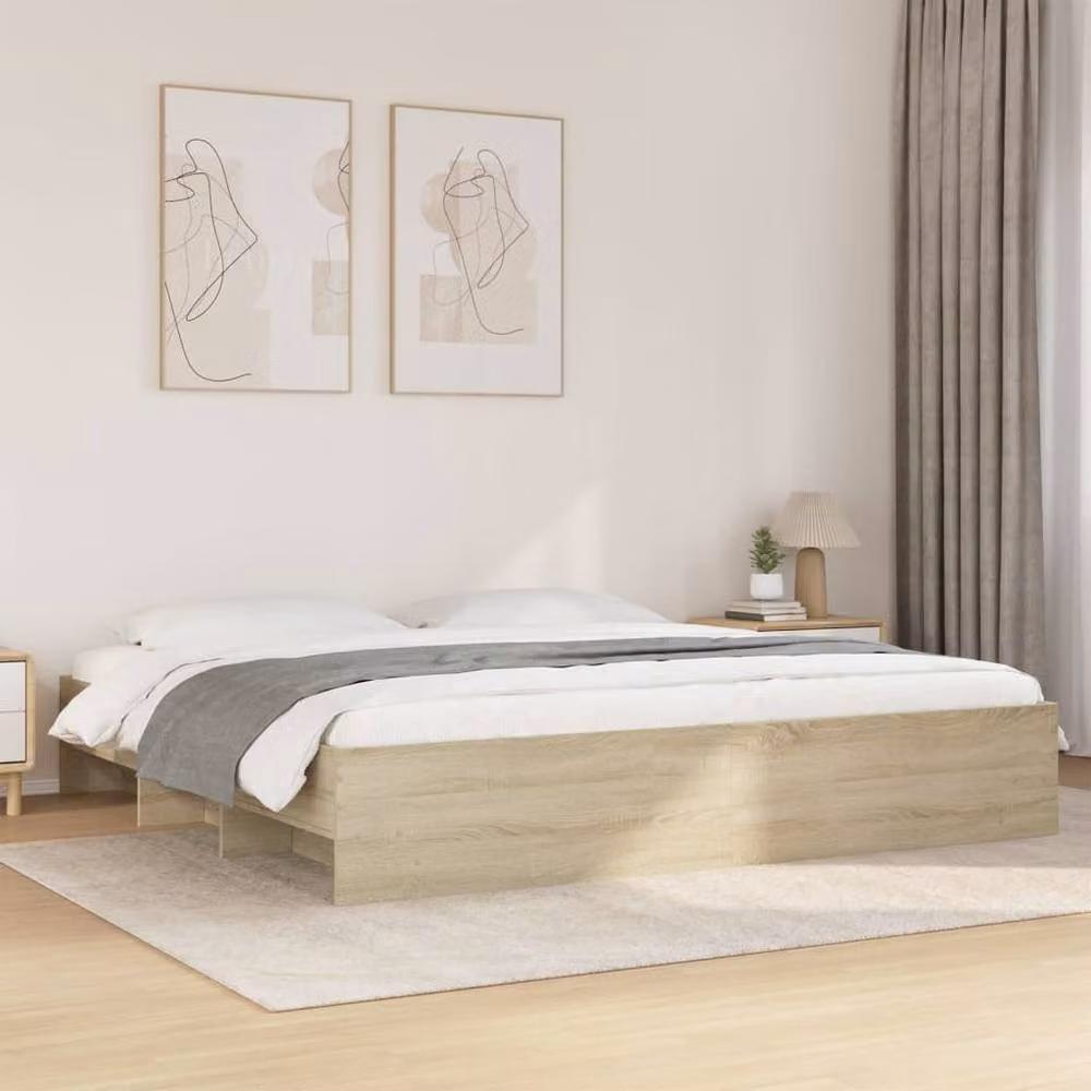 Berkfield Home Durable Bed Frame in Sonoma Oak, Light Brown, W/D/H: 200 x 35 x 203 cm – 2