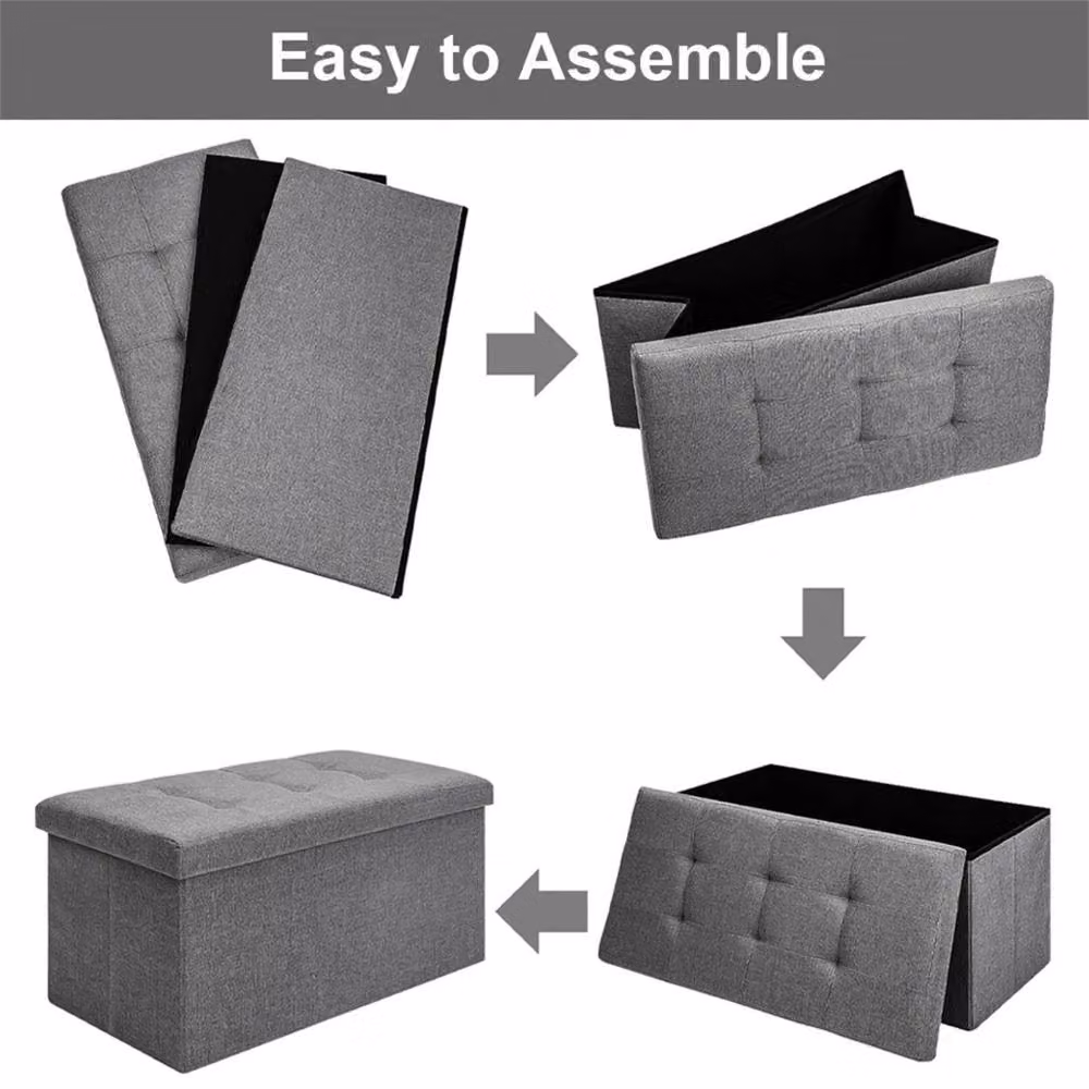 Nordara Grey Folding Ottoman Storage Box and Multi-Seat Foot Stool – 3