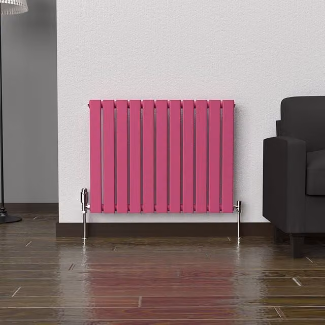 Lux Heat Flat Horizontal Single Coloured Steel Radiator in Barbie Pink, W: 60.0 cm, H: 77.0 cm