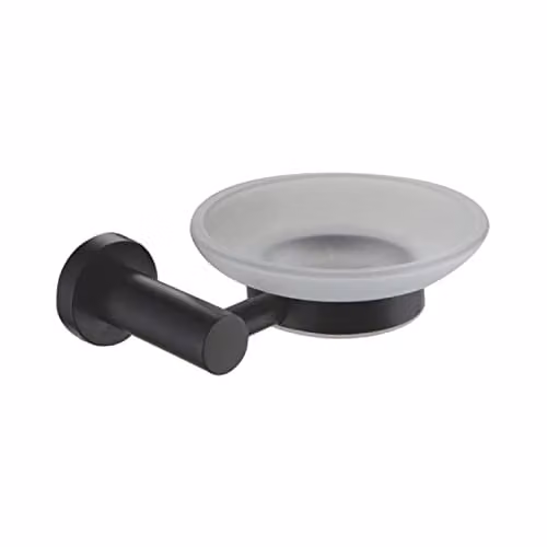 Showerdrape Black Wall Mounted Stainless Steel Bathroom Accessories Set with Glass Soap Dish