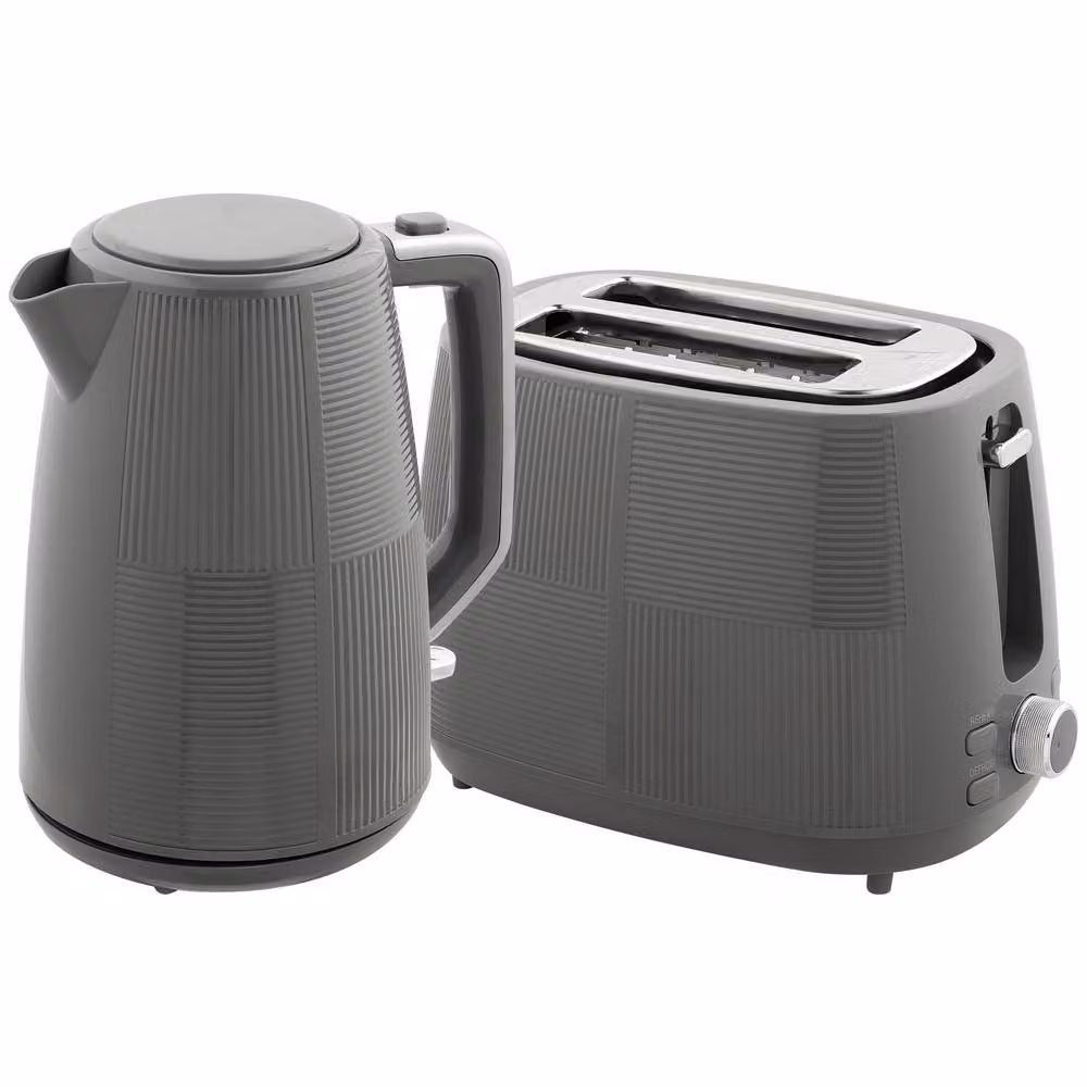 STILVORA Kettle and Toaster Set in Grey with 1.7L Kettle – 3