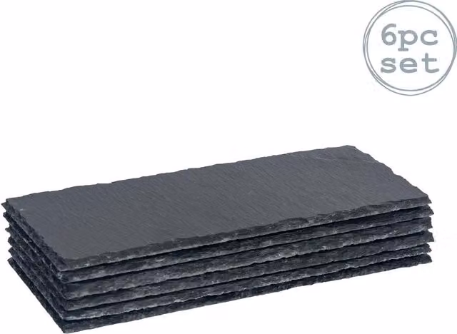 Argon Tableware Rectangle Slate Dinner Plates, Grey, Pack of 6, W: 29 cm, D: 12 cm – 4