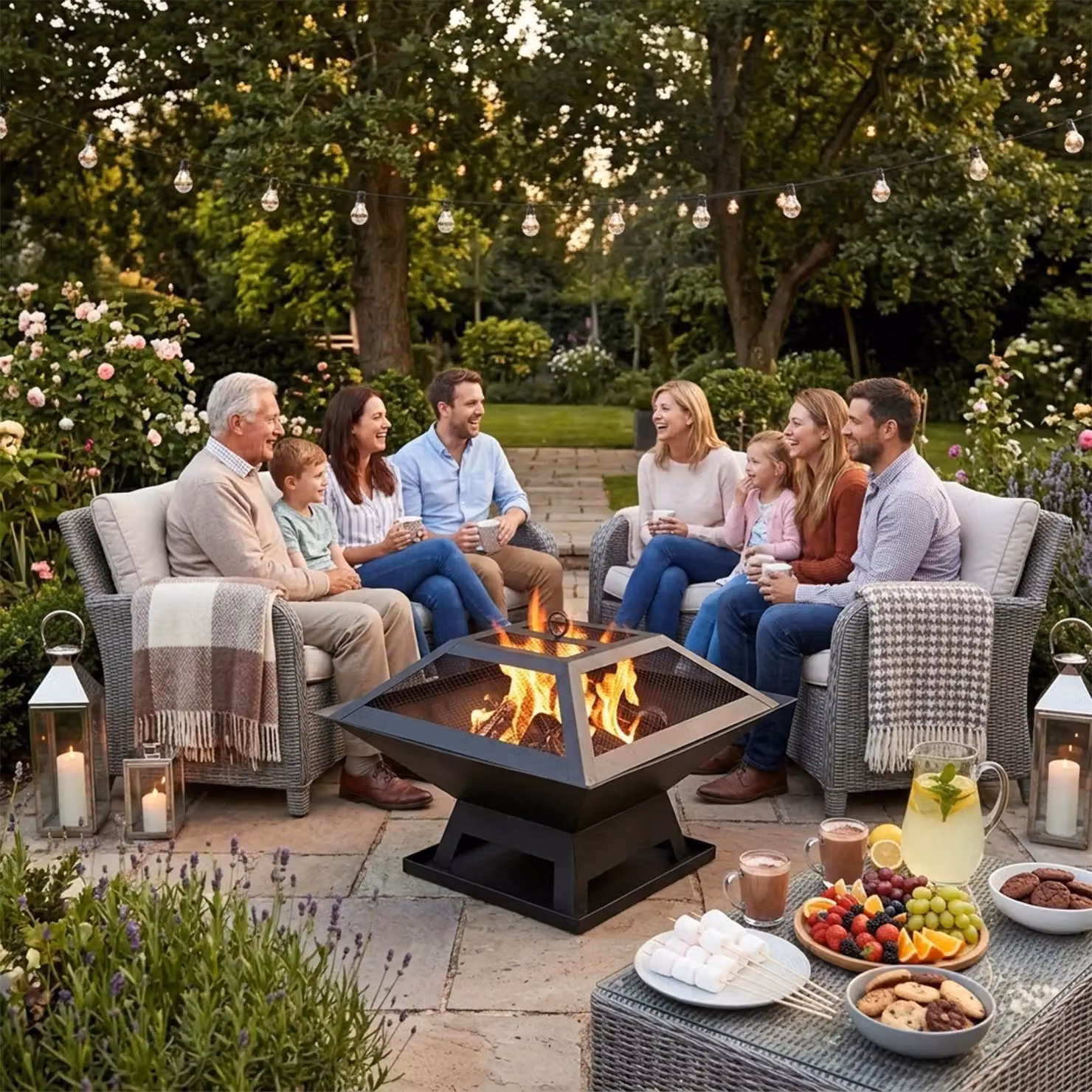 Alivio Black Metal Square Charcoal Fire Pit Table with Poker, W/D/H: 45 x 45 x 45 cm – 4