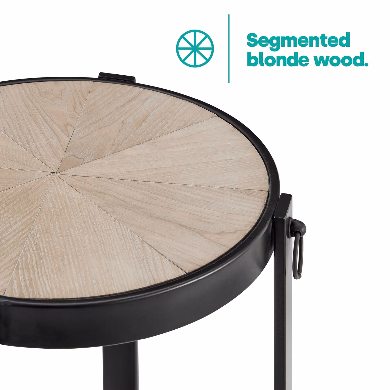 LIVIVO Kori Manchurian Ash Side Table with Industrial Metal Frame in Natural, W/D/H: 48 x 40 x 40 cm – 4