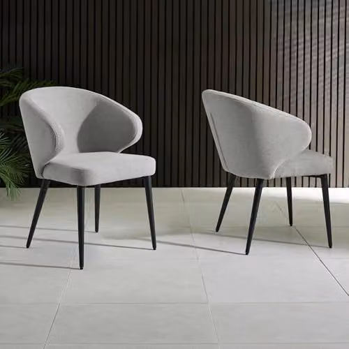 Julian Bowen Marcus Set of 2 Light Grey Fabric Upholstered Dining Chairs with Armrests, H 83 x D 58.5 cm – 2
