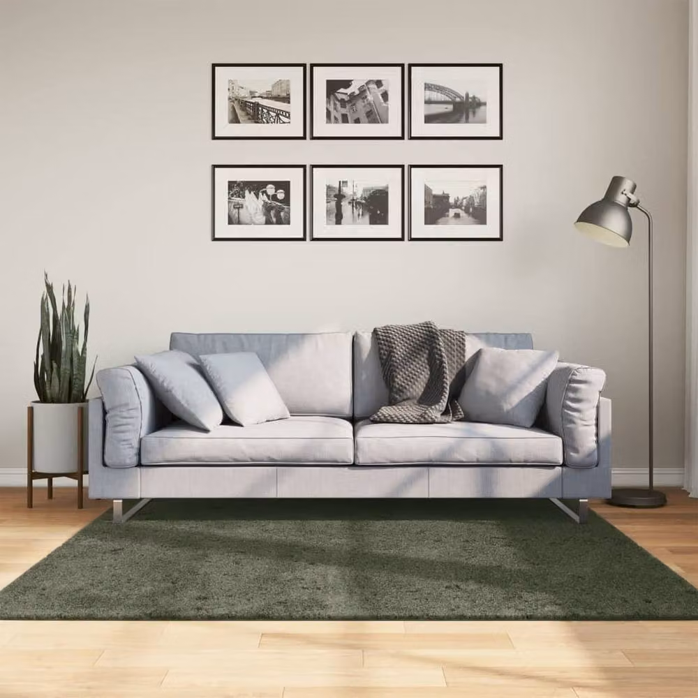 Berkfield Home HUARTE Short Pile Washable Rug, Forest Green, W/D: 160 x 160 cm – 2