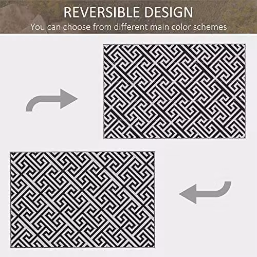 Outsunny Reversible Geometric Outdoor Rug in Black and White, W: 182 cm x L: 274 cm – 5