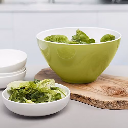 Zeal Melamine Salad Bowl in Green and White, Diameter: 26 cm – 2