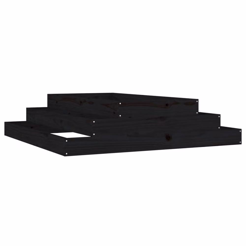 Berkfield Home Black Solid Wood Pine Planter, W/D/H: 110 x 110 x 27 cm – 3