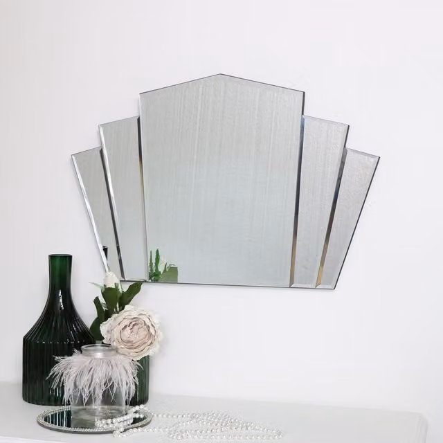 Melody Maison Art Deco Fan Frameless Rectangular Wall Mirror in Clear, W: 40 cm, H: 60 cm – 1