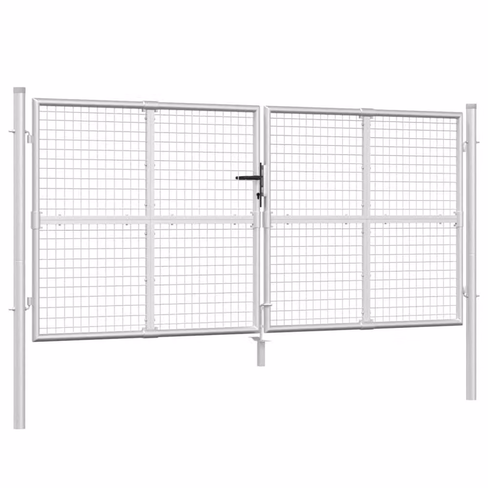 Berkfield Home Silver Mesh Galvanised Steel Swing Garden Gate W: 300 cm, H: 175 cm – 2