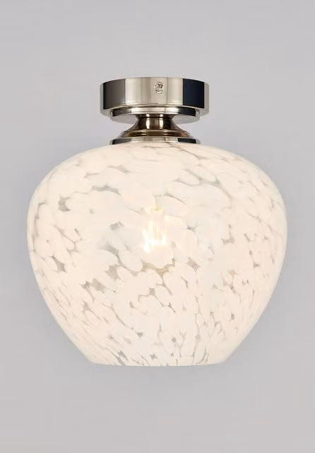 BHS Lighting Agnes Silver and White Glass Flush Ceiling Light – 1