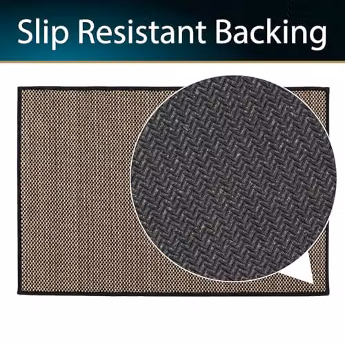 JVL Antarra Machine Washable Non-Slip Entrance Doormat and Runner Set, Black – 7