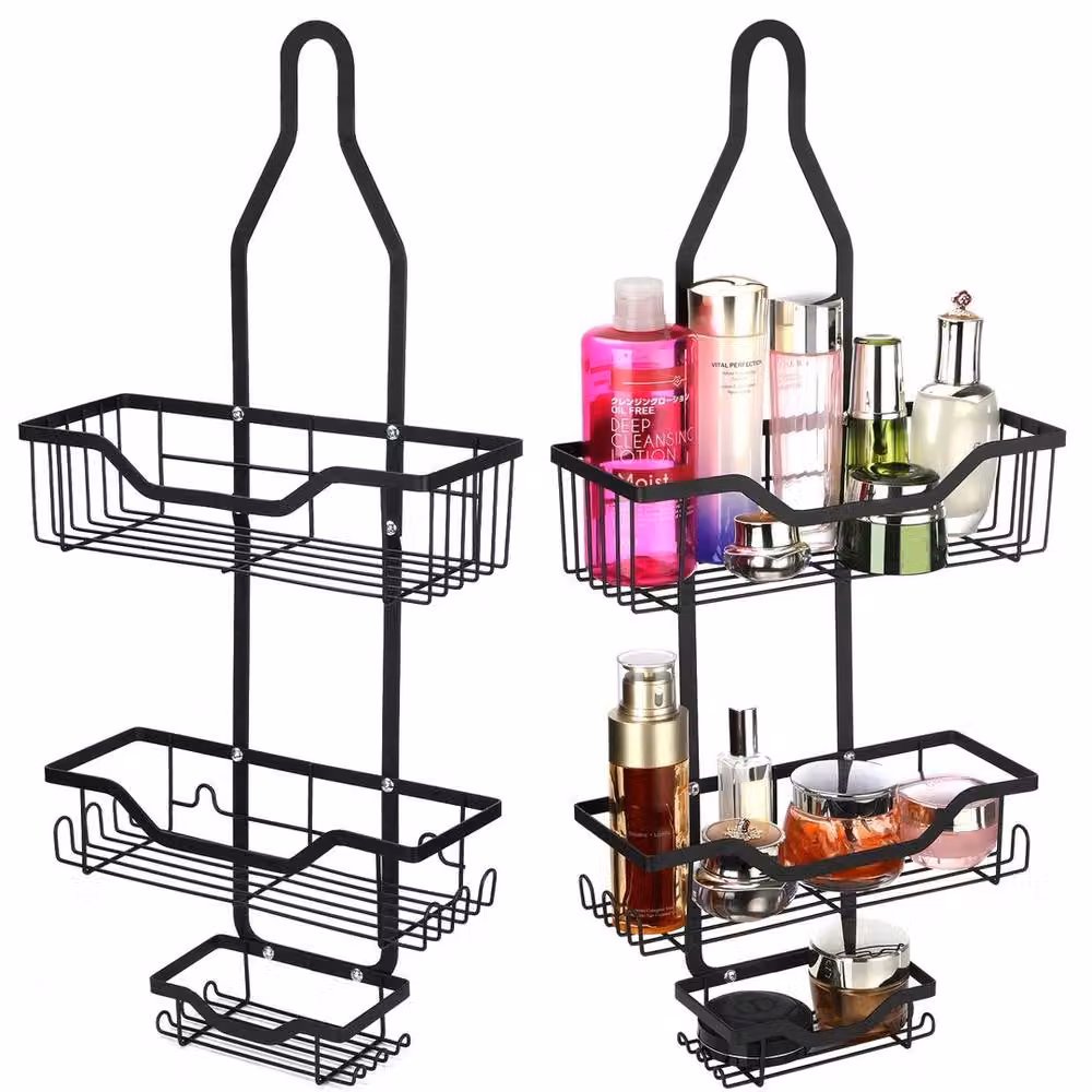 EONLION 3-Tier Over-Door Shower Caddy Rack in Black – 2