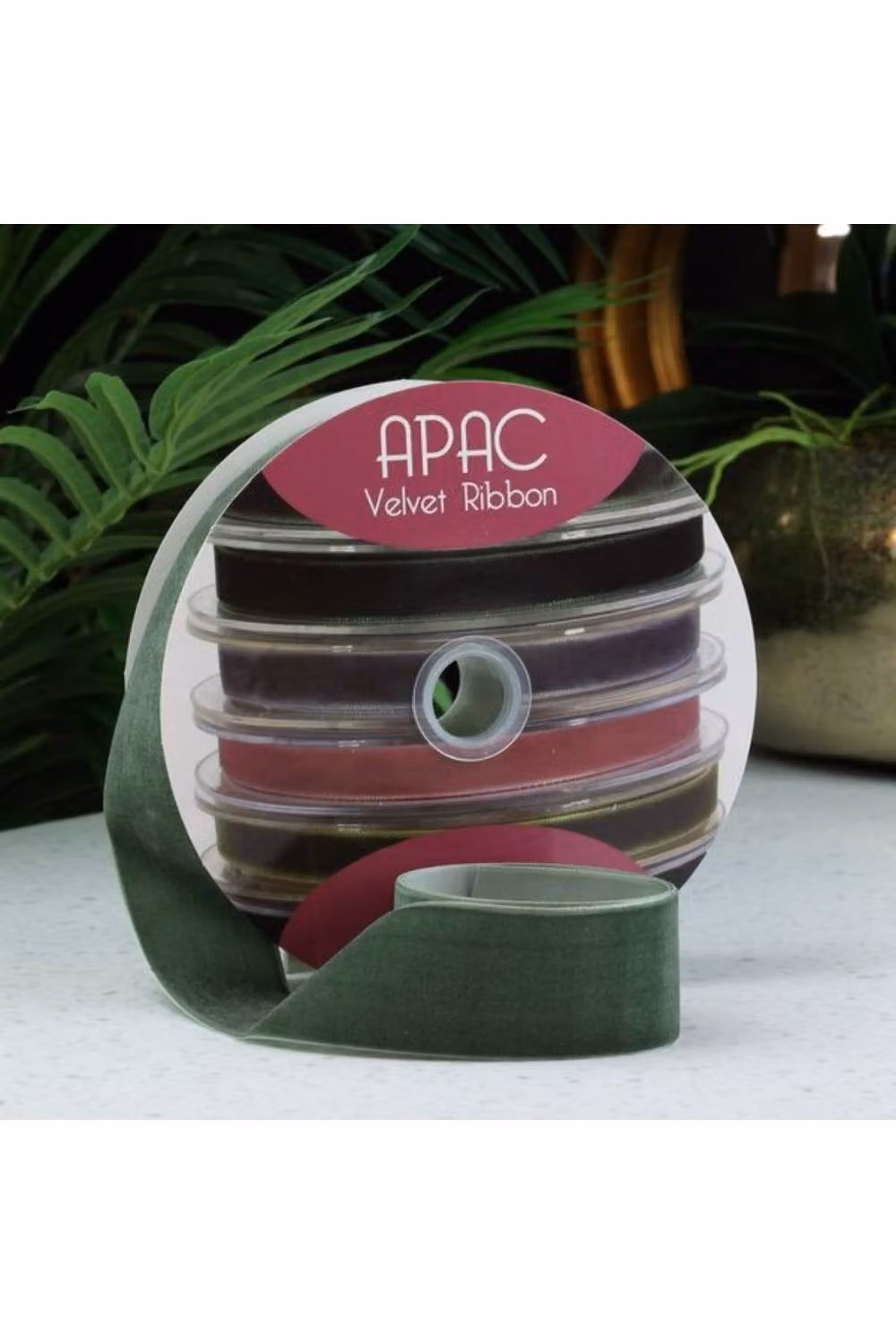KDMD Dusky Green Velvet Ribbon, Width: 3.8 cm, Length: 20 m – 2