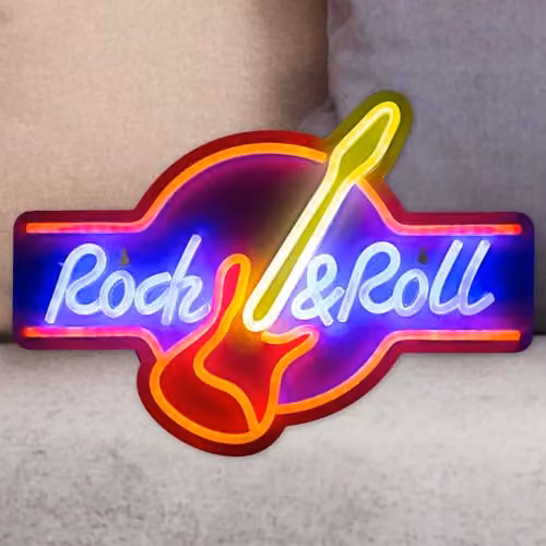 VFM e-Store Rock & Roll Mancave Neon Light, USB Powered, Multicolour, W: 30 cm, H: 40 cm – 6
