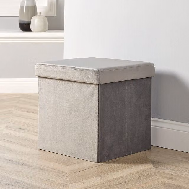 Home Source Sofia Square Ottoman in Grey