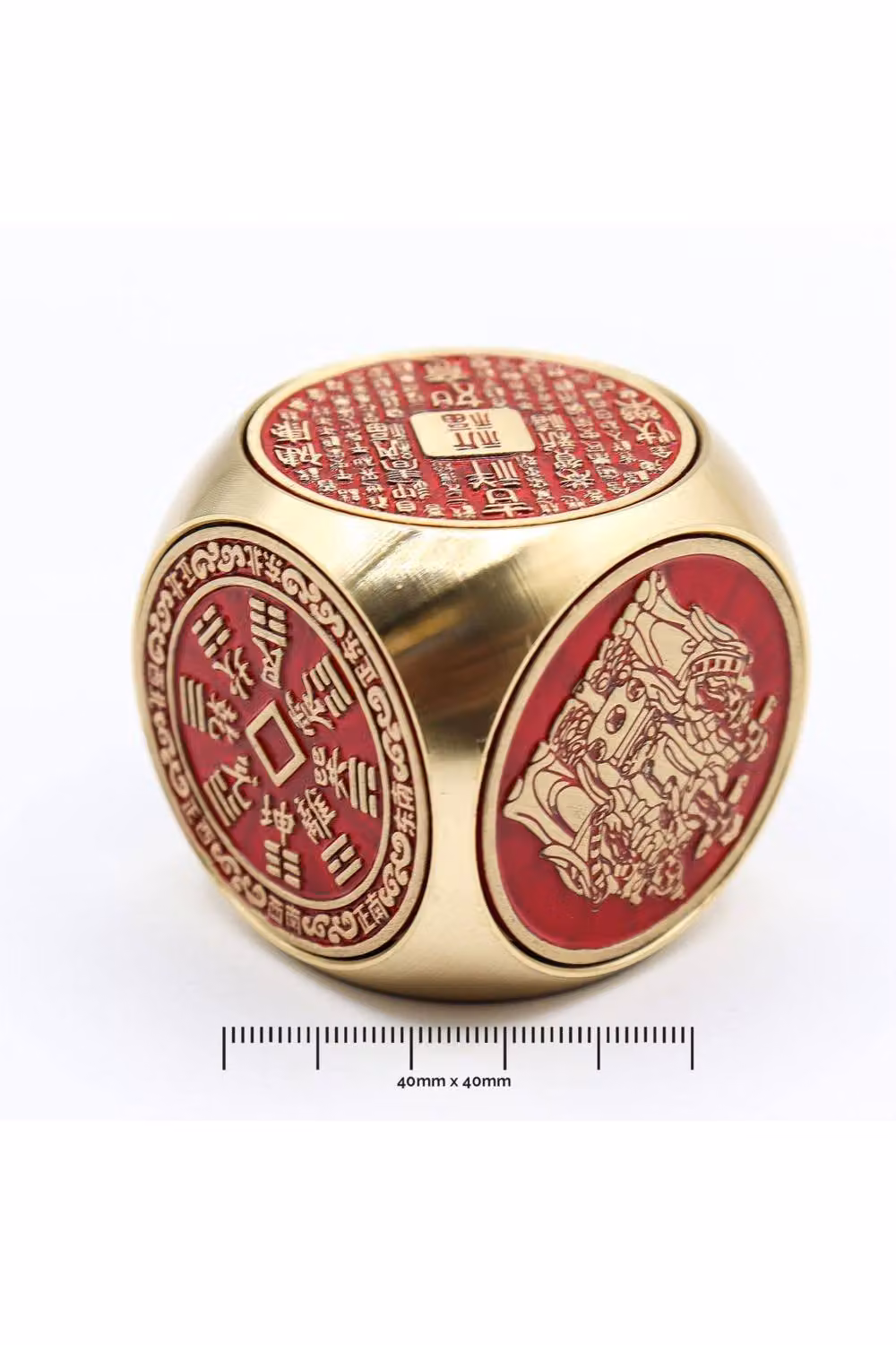 KDMD Feng Shui Prosperity Cube Red and Gold Metal Tabletop Fortune Symbol – 2