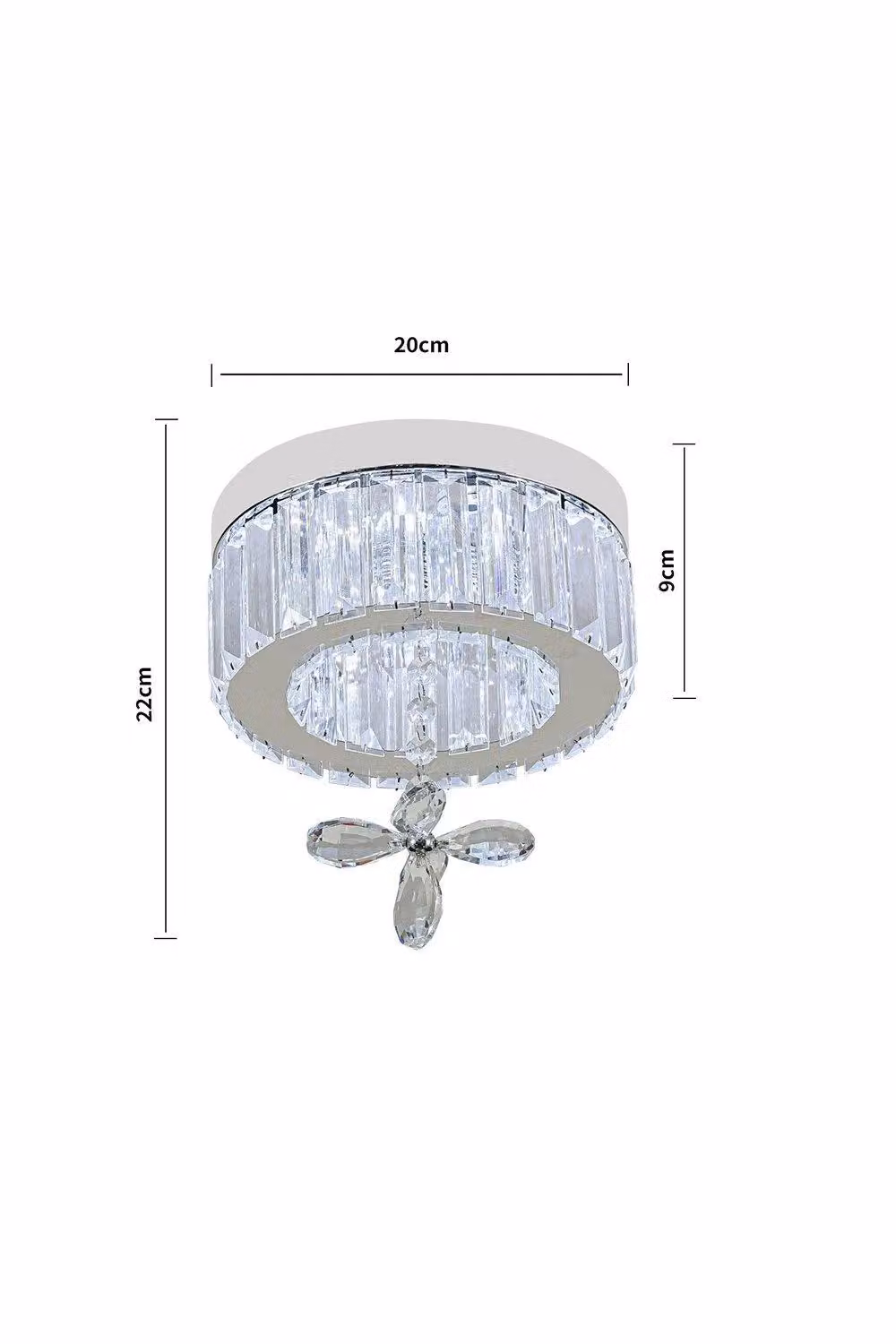 H&O Direct Modern Round Crystal Ceiling Light in Silver and Chrome with LED and Pull Chain – 2