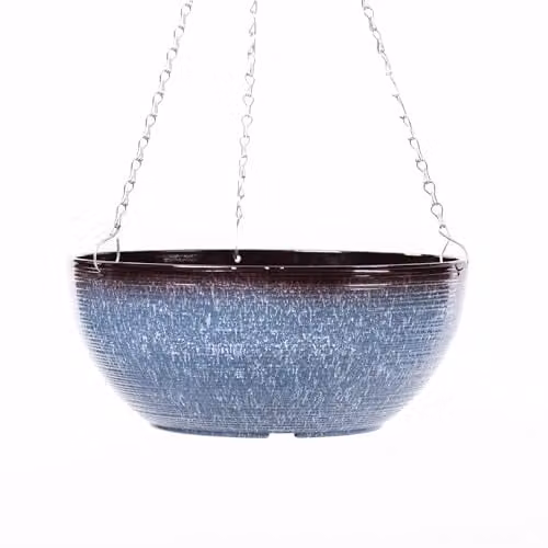 Garden Gear Blue Breeze Glazed Hanging Basket Planter, Blue, Diameter: 35 cm