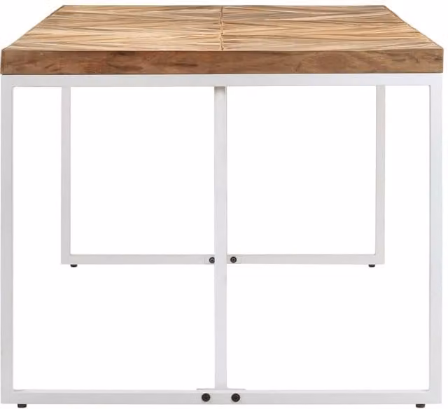 Berkfield Home White and Brown Rectangular Dining Table in Solid Acacia and Mango Wood, W/D/H: 180 x 90 x 76 cm