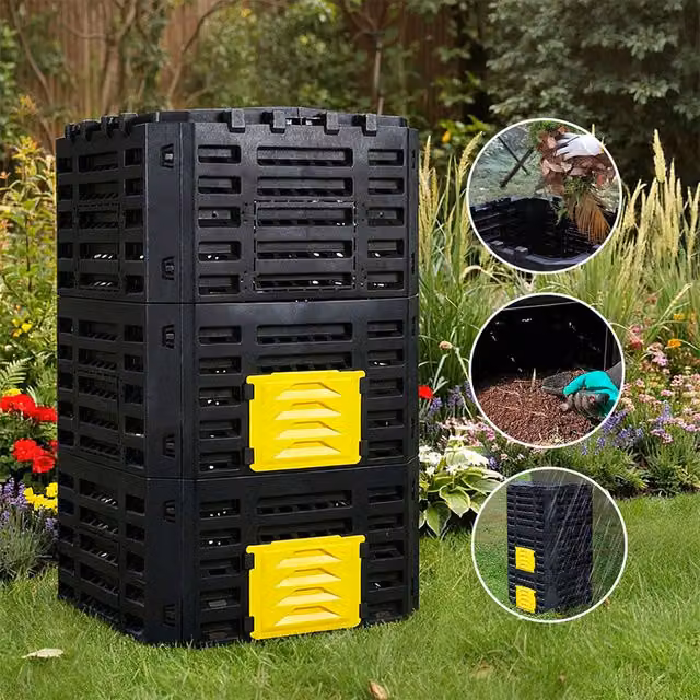 Breeins Black Plastic Outdoor Garden Compost Bin, 500l