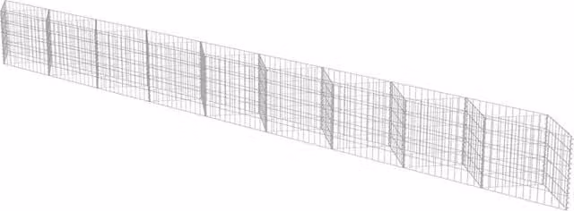 Berkfield Home Durable Galvanised Steel Gabion Fence in Silver, W: 630 cm, D: 30 cm, H: 50 cm – 1