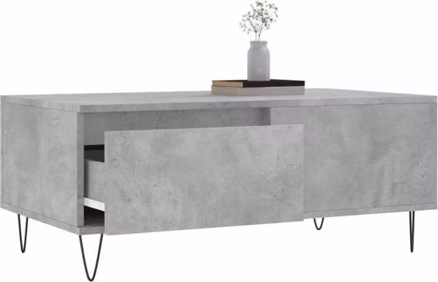 Berkfield Home Modern Rectangular Coffee Table in Concrete Grey, W/D/H: 90 x 50 x 36.5 cm