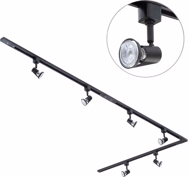 Litecraft Harlem L-Shape Track Light Kit with Adjustable LED Spotlight Heads in Black