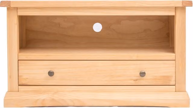 Cabinet Bits Lucca Waxed Pine 1 Drawer TV Cabinet in Light Brown with Brass Knob