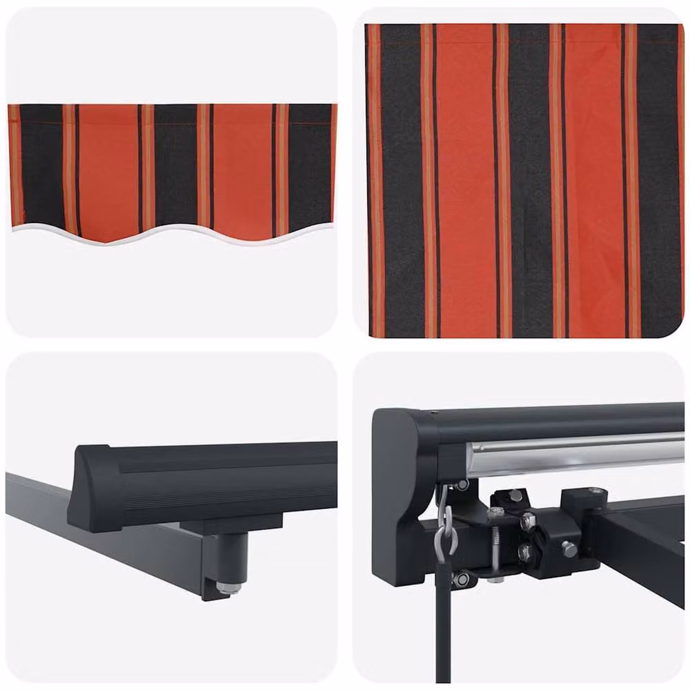 Berkfield Home Manual Retractable Folding Arm Awning in Orange and Brown, W: 300 cm, D: 250 cm – 5