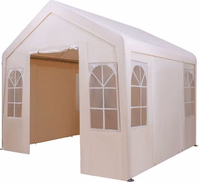 Gymax Beige Outdoor Gazebo Pavilion Canopy Tent with 4 Removable Sidewalls, W: 300 cm, D: 300 cm, H: 280 cm