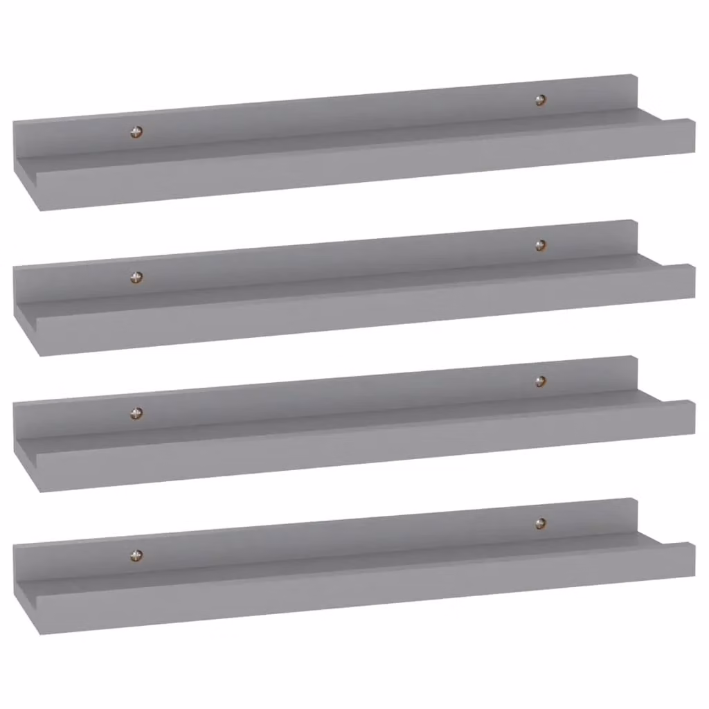 Berkfield Home Wall Mounted Shelves, 4 Piece Set, Grey, W: 40 cm, D: 9 cm, H: 3 cm – 2