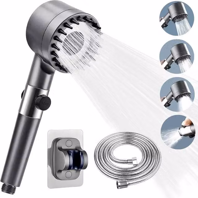 VOGREX 3 Modes High Pressure Water Saving Shower Head with Filter, Silver