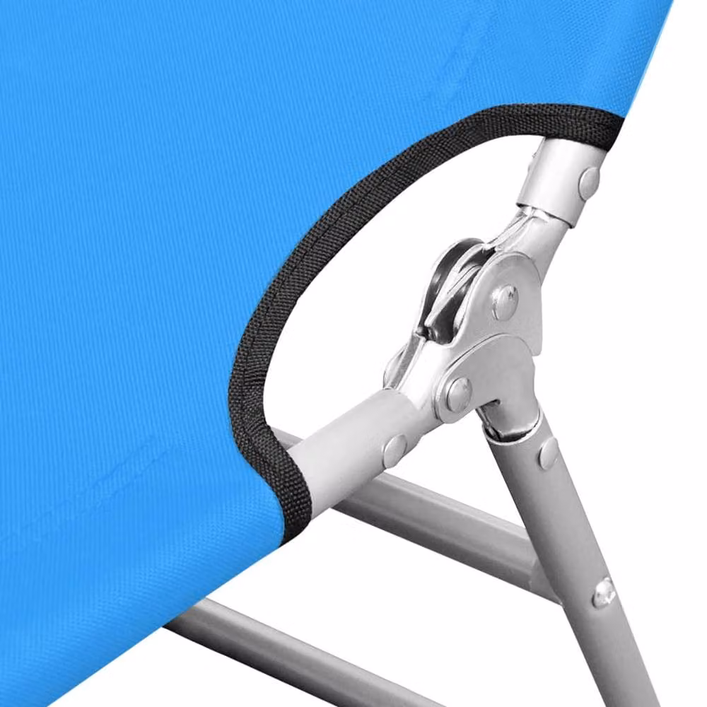 Berkfield Home Folding Sun Lounger with Adjustable Headrest in Turquoise Blue Steel – 2