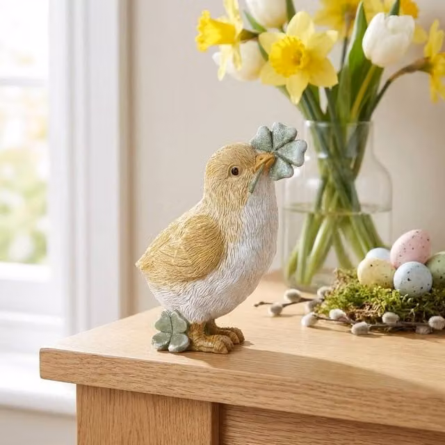 Garden Greatness Springtime Chick with 4-Leaf Clover Ornament, Yellow and Multicolour