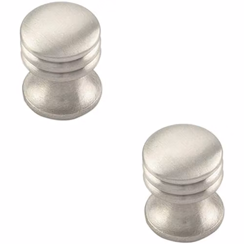 Loops 2 Pack Textured Cupboard Door Knobs in Brushed Satin Nickel, 15.5mm Diameter