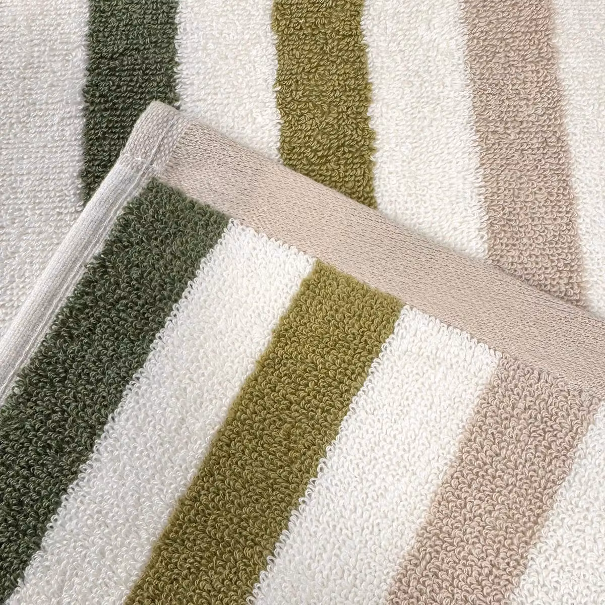 Allure Bath Fashions Cali Striped Cotton Hand Towels, Pack of 2, Green, W/D/H: 50 x 85 cm – 4