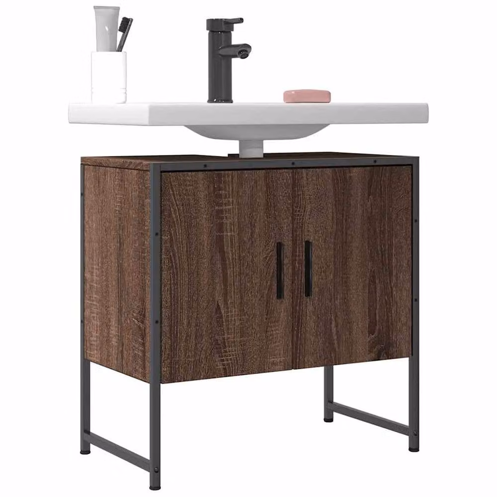 Berkfield Home Brown Oak Bathroom Sink Cabinet, W/D/H: 60 x 33 x 60 cm – 2